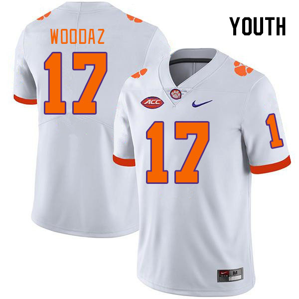 Youth #17 Wade Woodaz Clemson Tigers College Football Jerseys Stitched-White - Click Image to Close